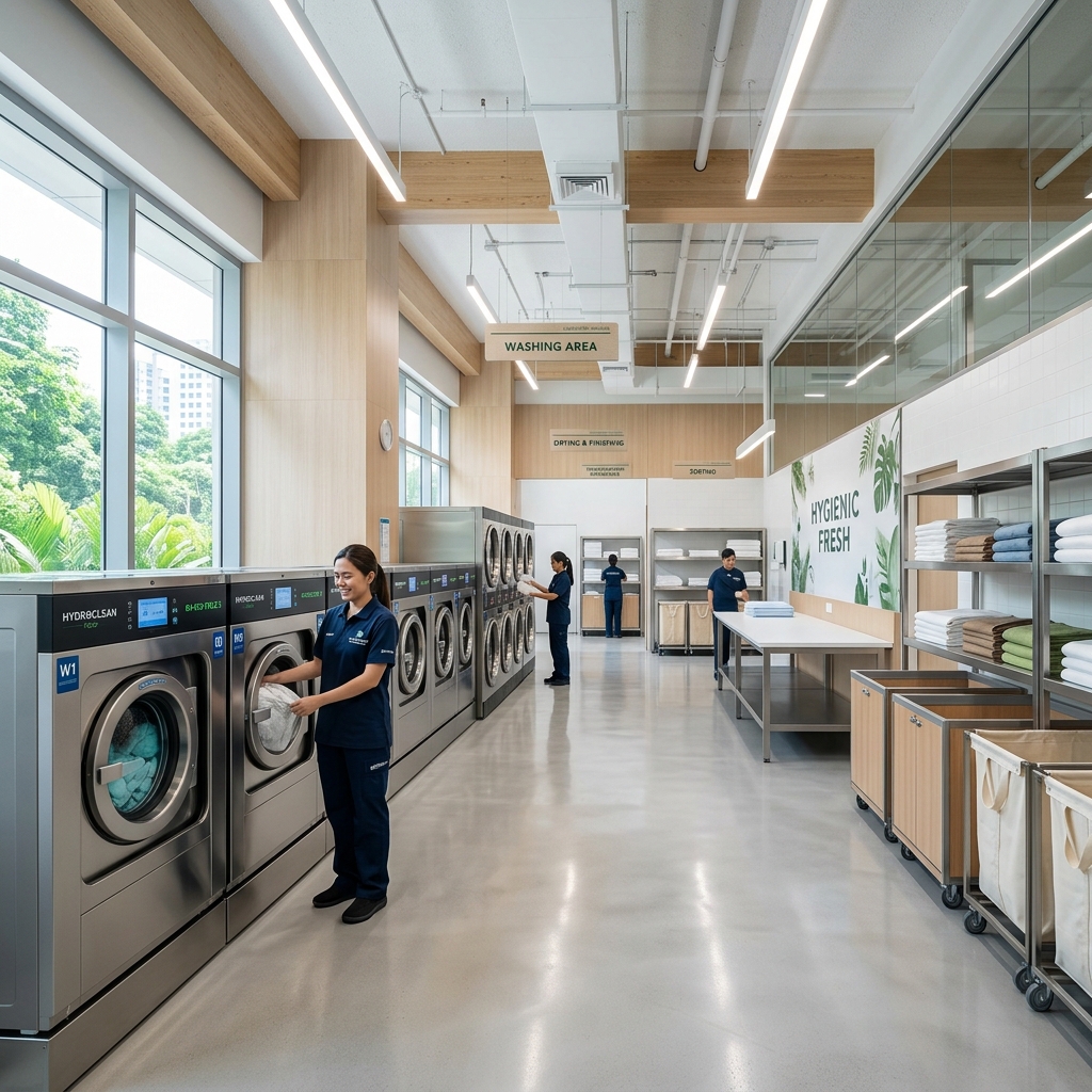 Inside Total Laundry facility in Bahrain