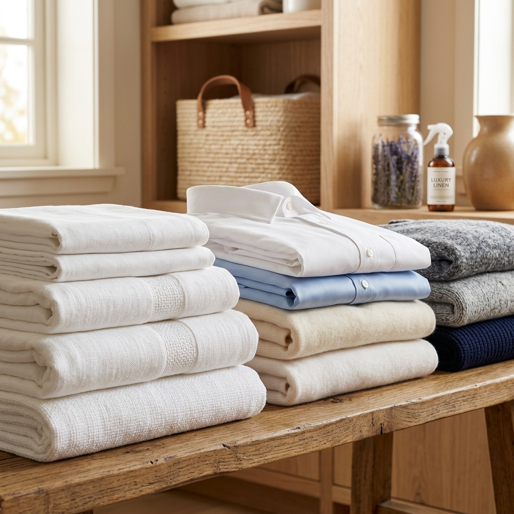 Fresh clean clothes neatly folded by Total Laundry